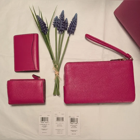 Coach Mollie Leather Tote and Accessory Set in CERISE PINK -NWT - Picture 10 of 13